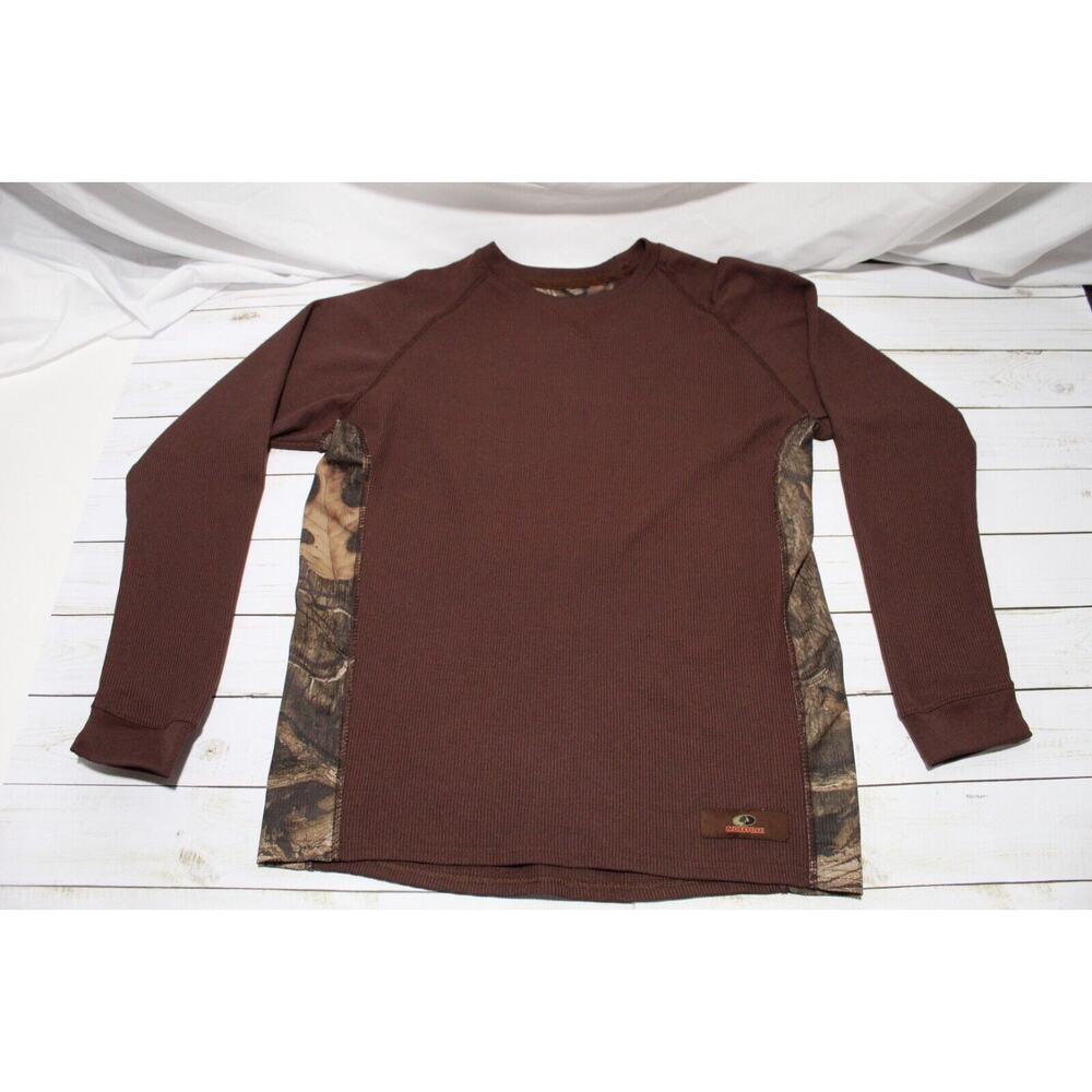 Mossy Oak Men's M Brown Thermal Long Sleeve Base Layer Shirt Hunting Outdoors